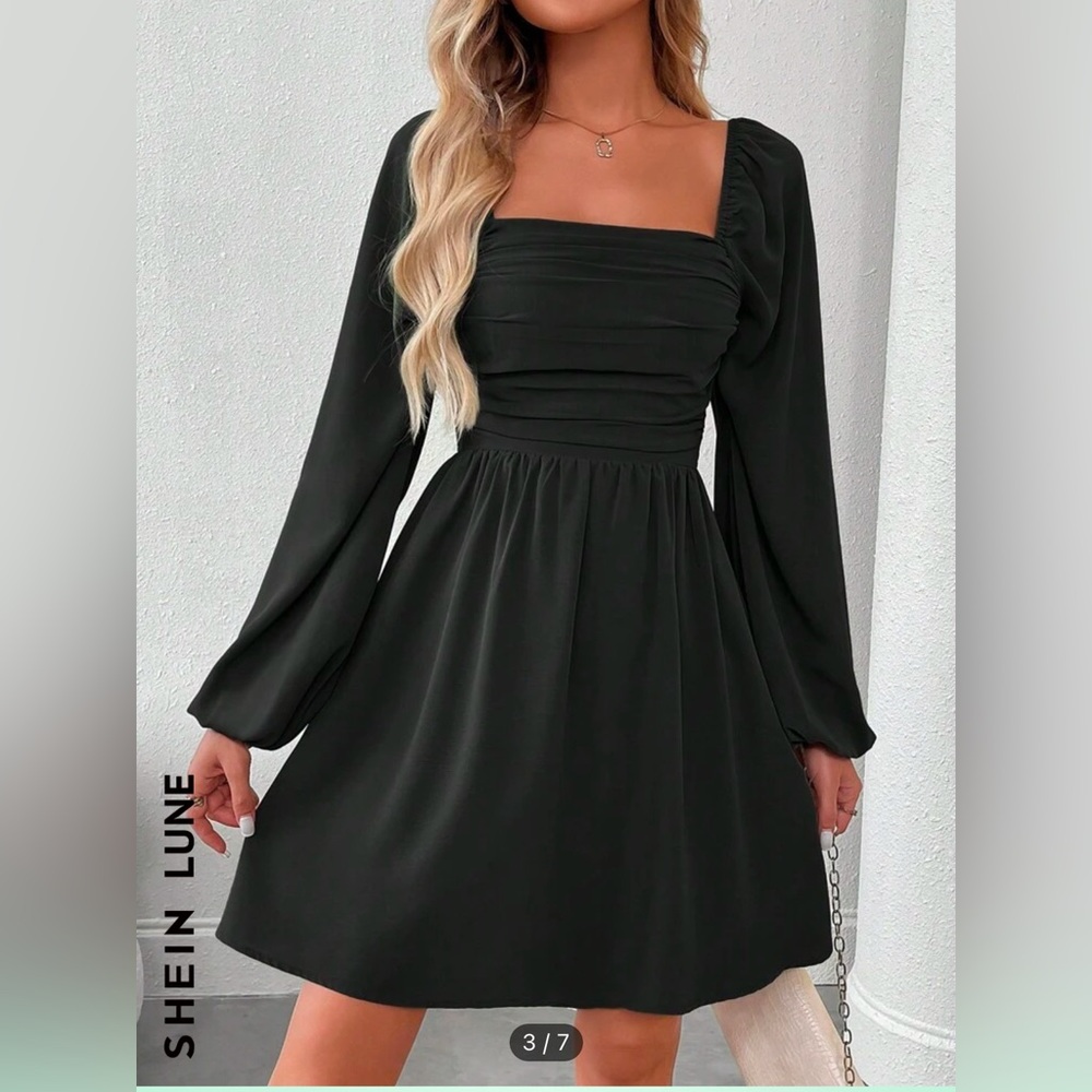 SHEIN black long sleeve dress